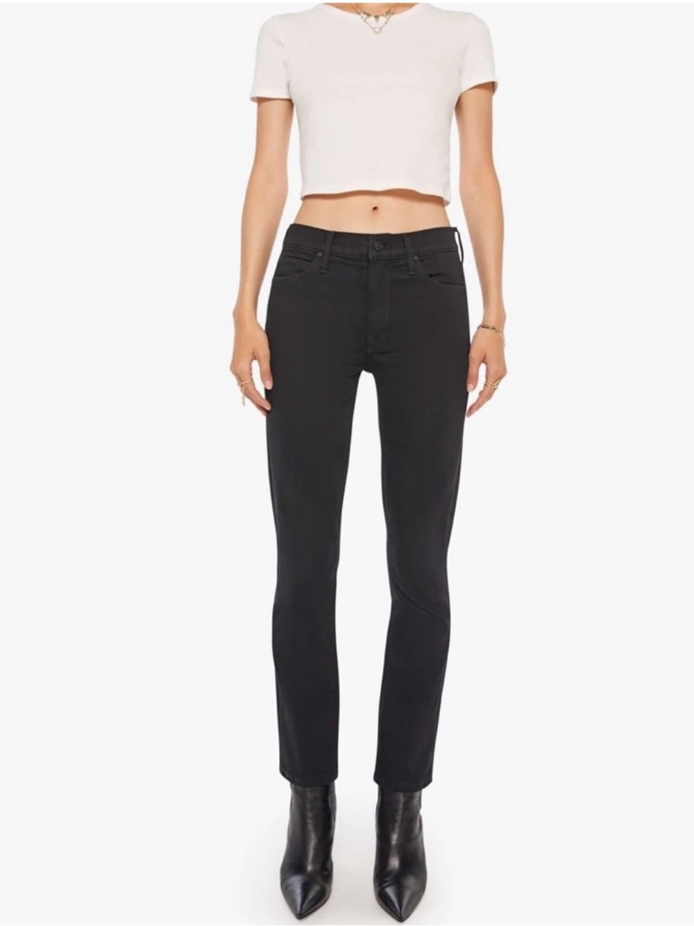 MOTHER Black Straight Leg Jeans